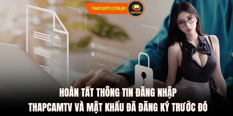 Hoàn tất thông tin đăng nhập ThapcamTV và mật khẩu đã đăng ký trước đó